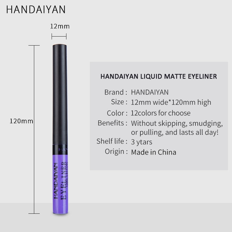 HANDAIYAN 12 Color Liquid Eyeliner Waterproof Long Lasting
