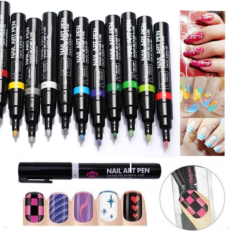16 Color Two-way 3D Acrylic Nail Art Pen