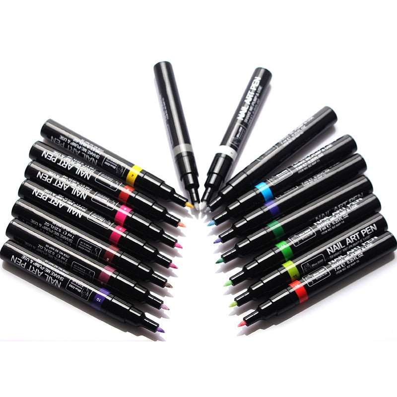 16 Color Two-way 3D Acrylic Nail Art Pen