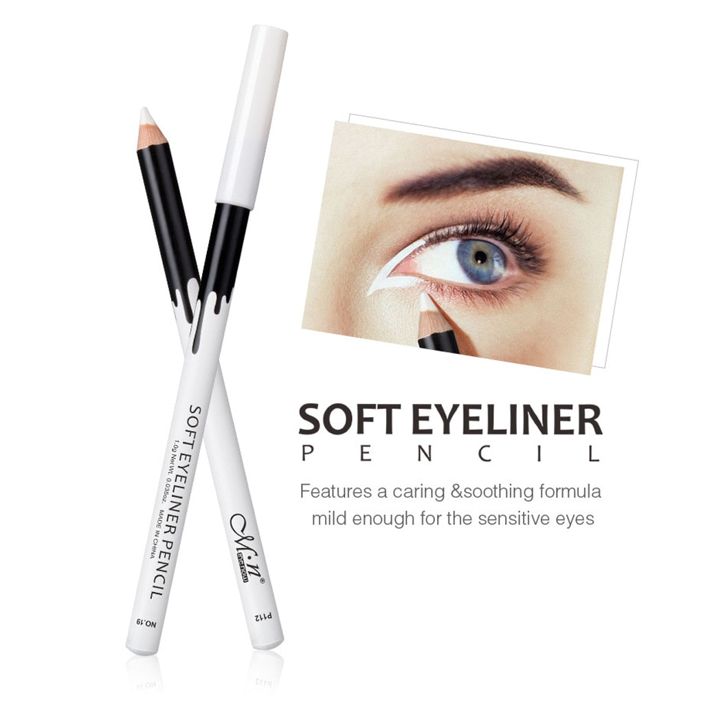 12pc Long Lasting Waterproof White Eyeliner Pencil