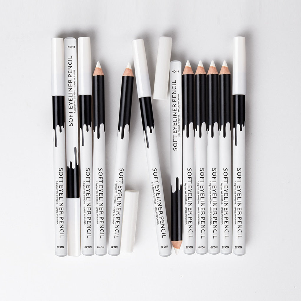 12pc Long Lasting Waterproof White Eyeliner Pencil