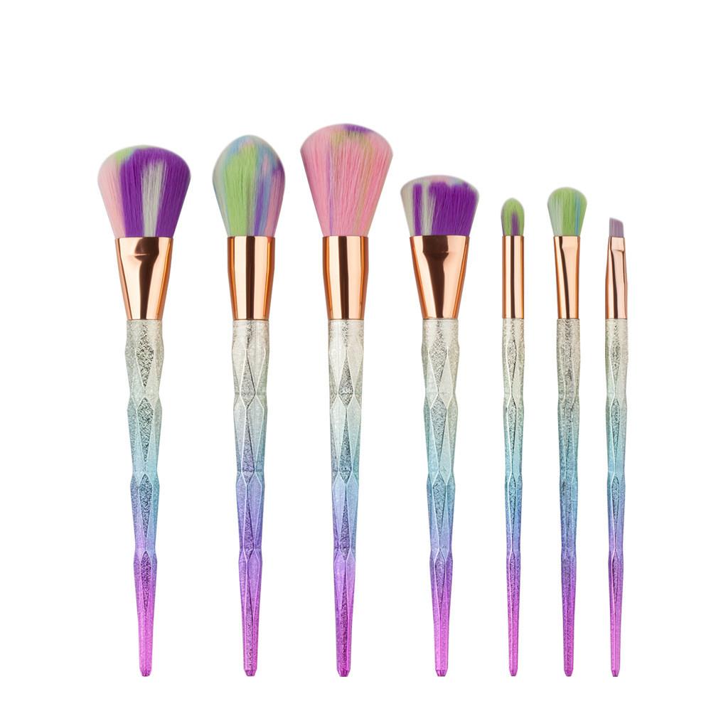 7pcs Diamond Shape Rainbow Handle Makeup Brushes Set