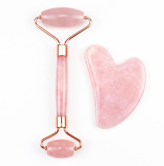 Crystal Jade Natural Rose Quartz Facial Massage Roller