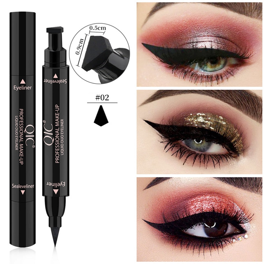 1PC Double-Headed Triangle Stamp Black Eyeliner