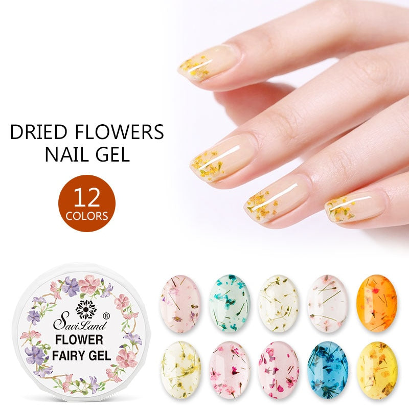 Dried Flowers Gel Nail Polish Soak Off UV LED Transparent Gel